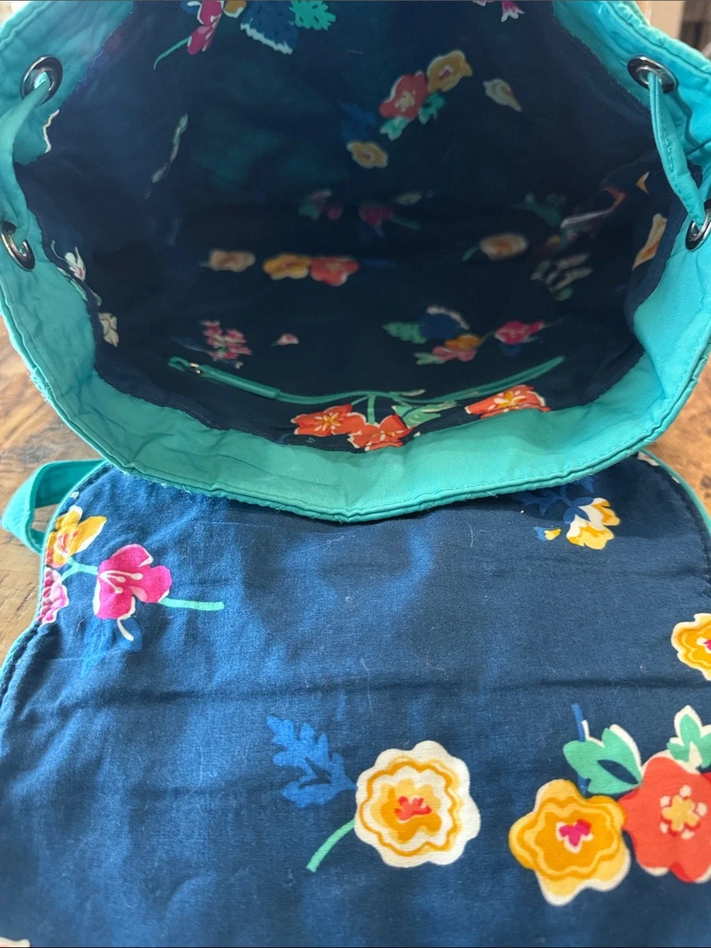 Vera Bradley backpack quilted poppy teal